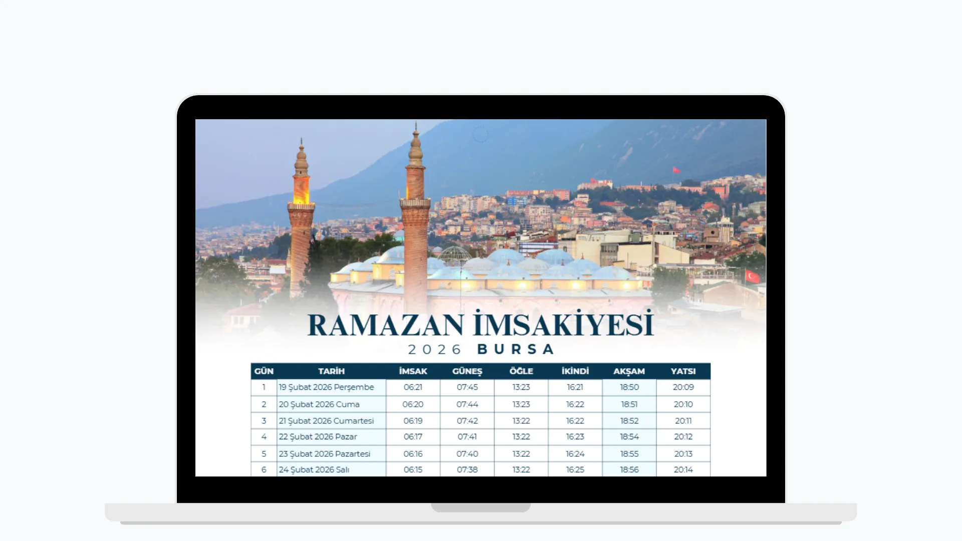 Bursa Ramazan İmsakiyesi